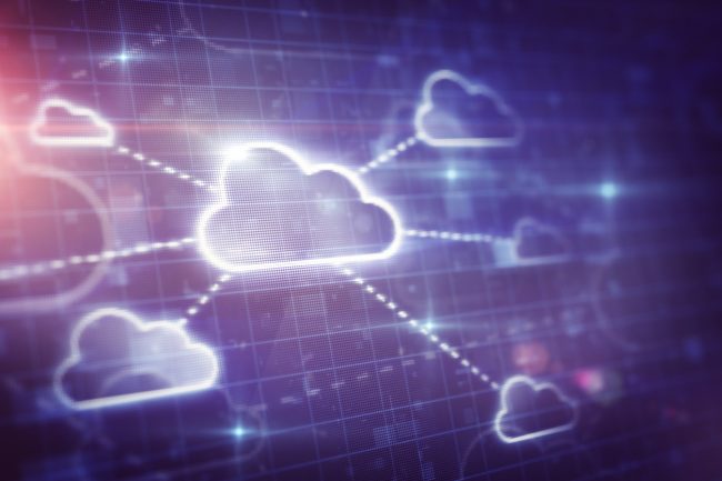 Cloud network on digital screen Purchase Requisition Management System